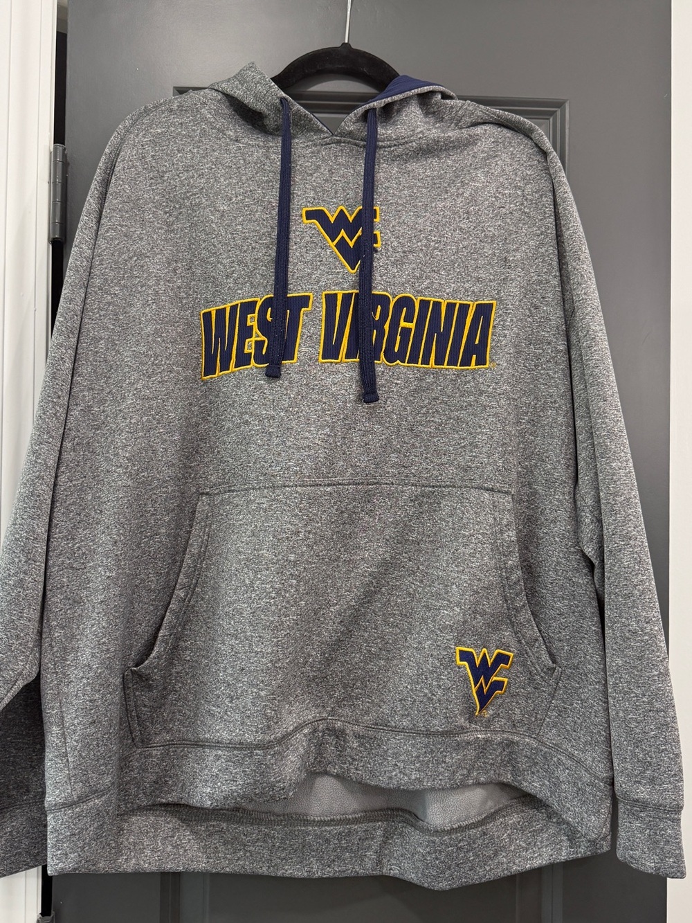Knights Apparel Gray West Virginia Pullover Hoodie with Navy & Gold Logo